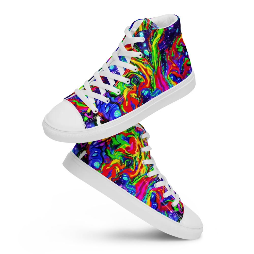 Ultraviolet Wildfire on Men's High Top Canvas Shoes — Front