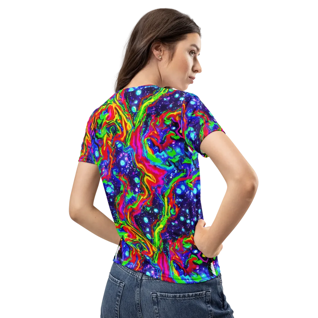 Ultraviolet Wildfire on Women's Crew Neck T-Shirt — Back