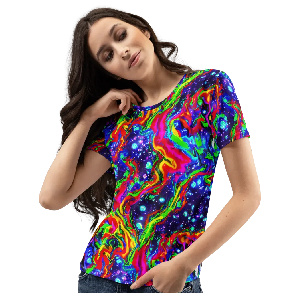 Ultraviolet Wildfire on Women's Crew Neck T-Shirt — Left Front