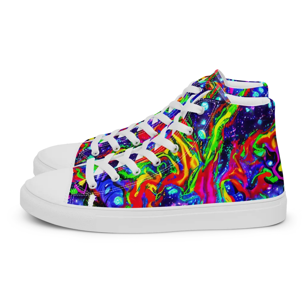 Ultraviolet Wildfire on Women's High Top Canvas Shoes — Left