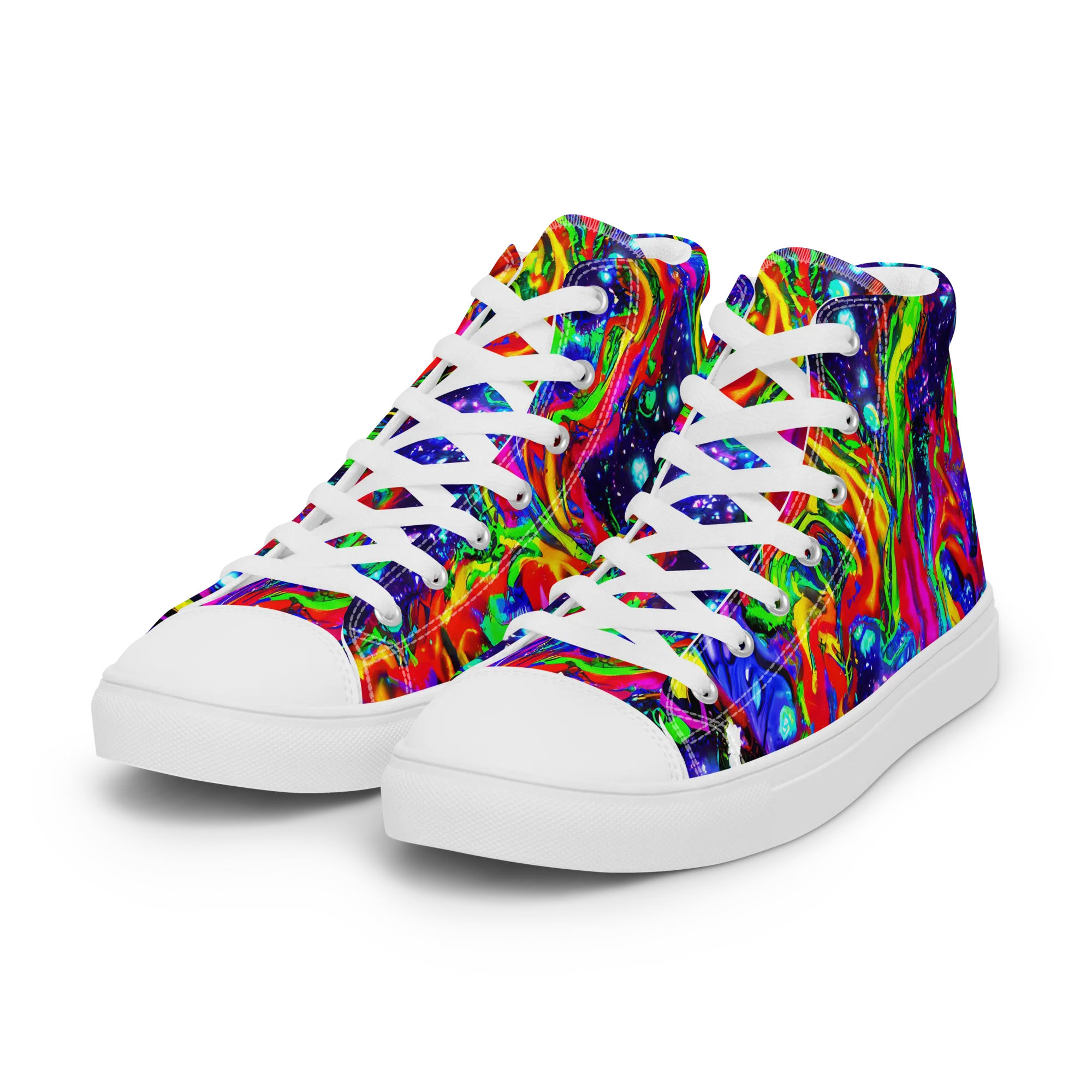 Ultraviolet Wildfire on Women's High Top Canvas Shoes — Left Front