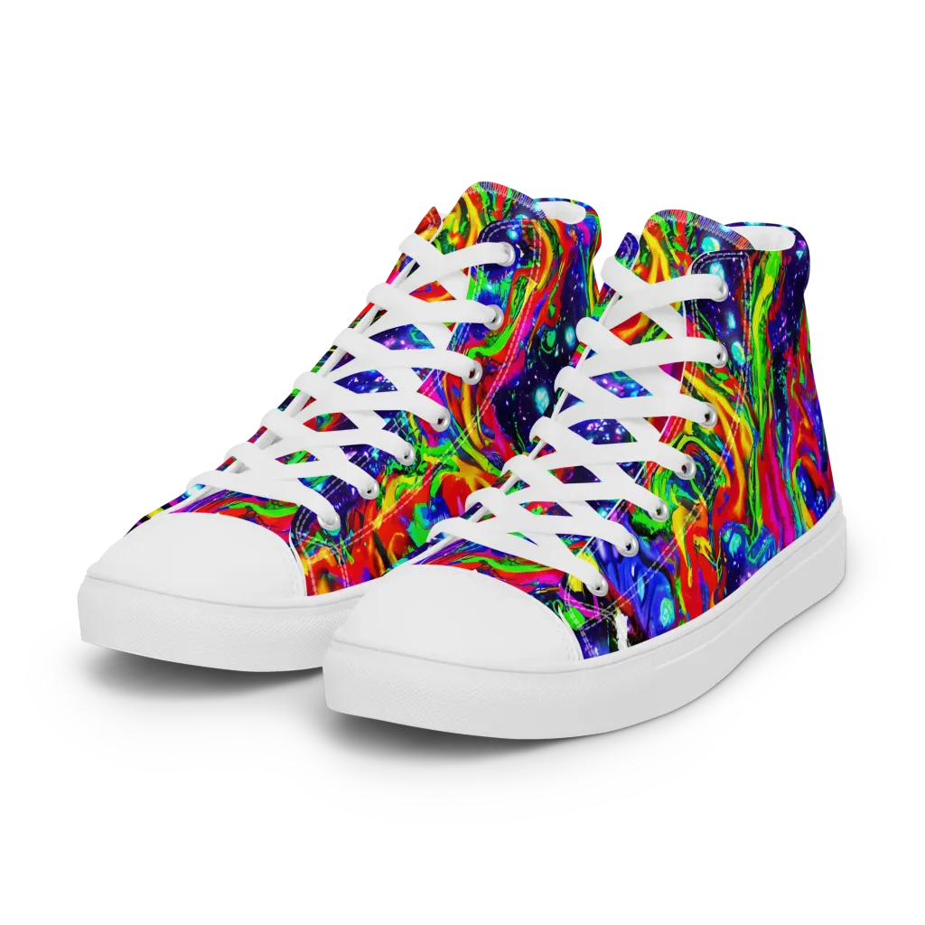 Ultraviolet Wildfire on Women's High Top Canvas Shoes — Left Front