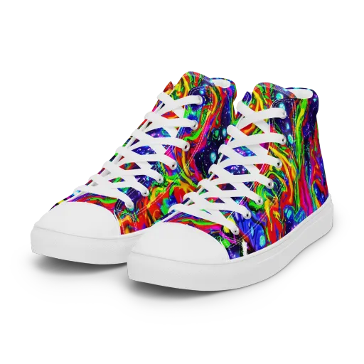 Ultraviolet Wildfire on a Women's High Top Canvas Shoes