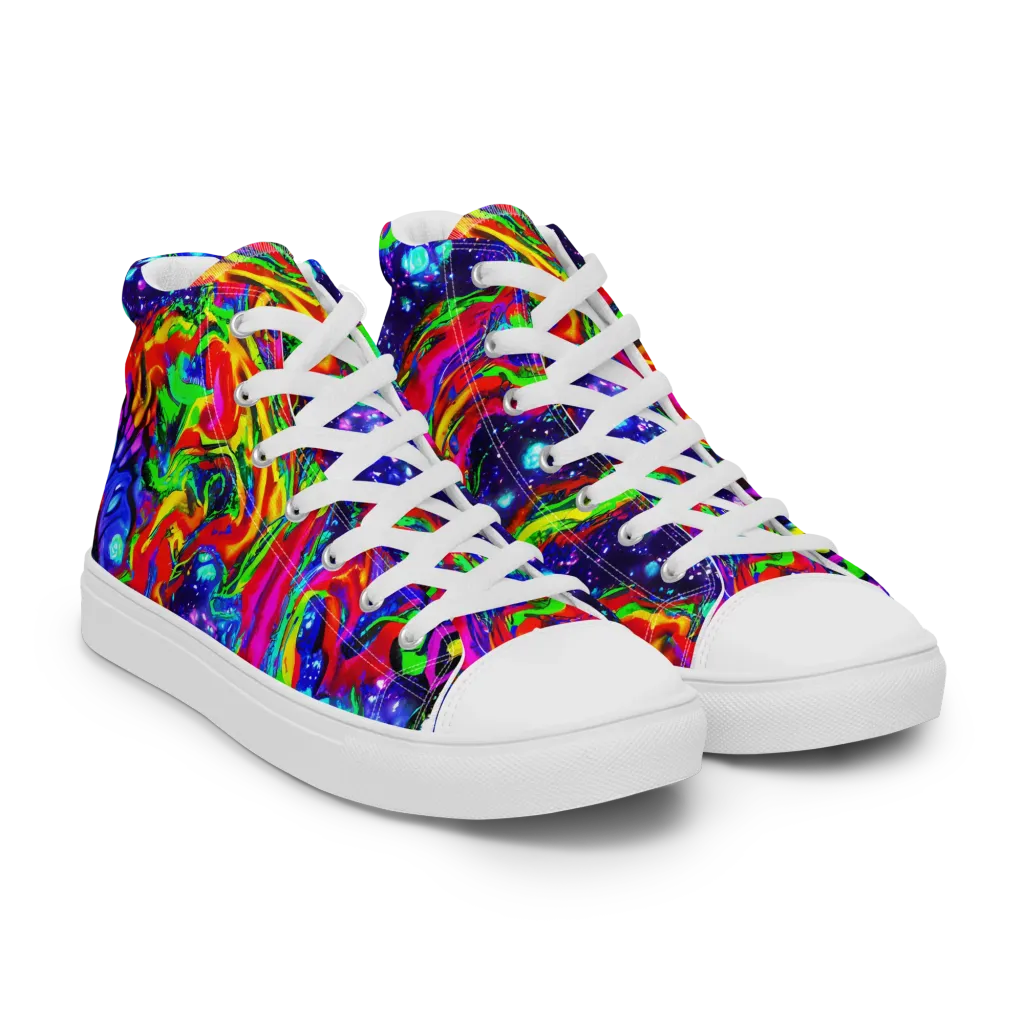 Ultraviolet Wildfire on Women's High Top Canvas Shoes — Right Front