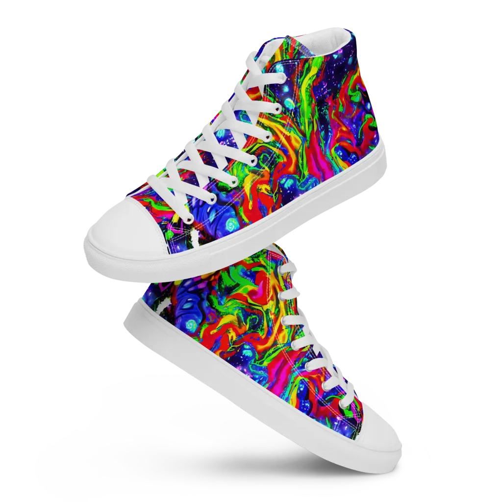 Ultraviolet Wildfire on Women's High Top Canvas Shoes — Front