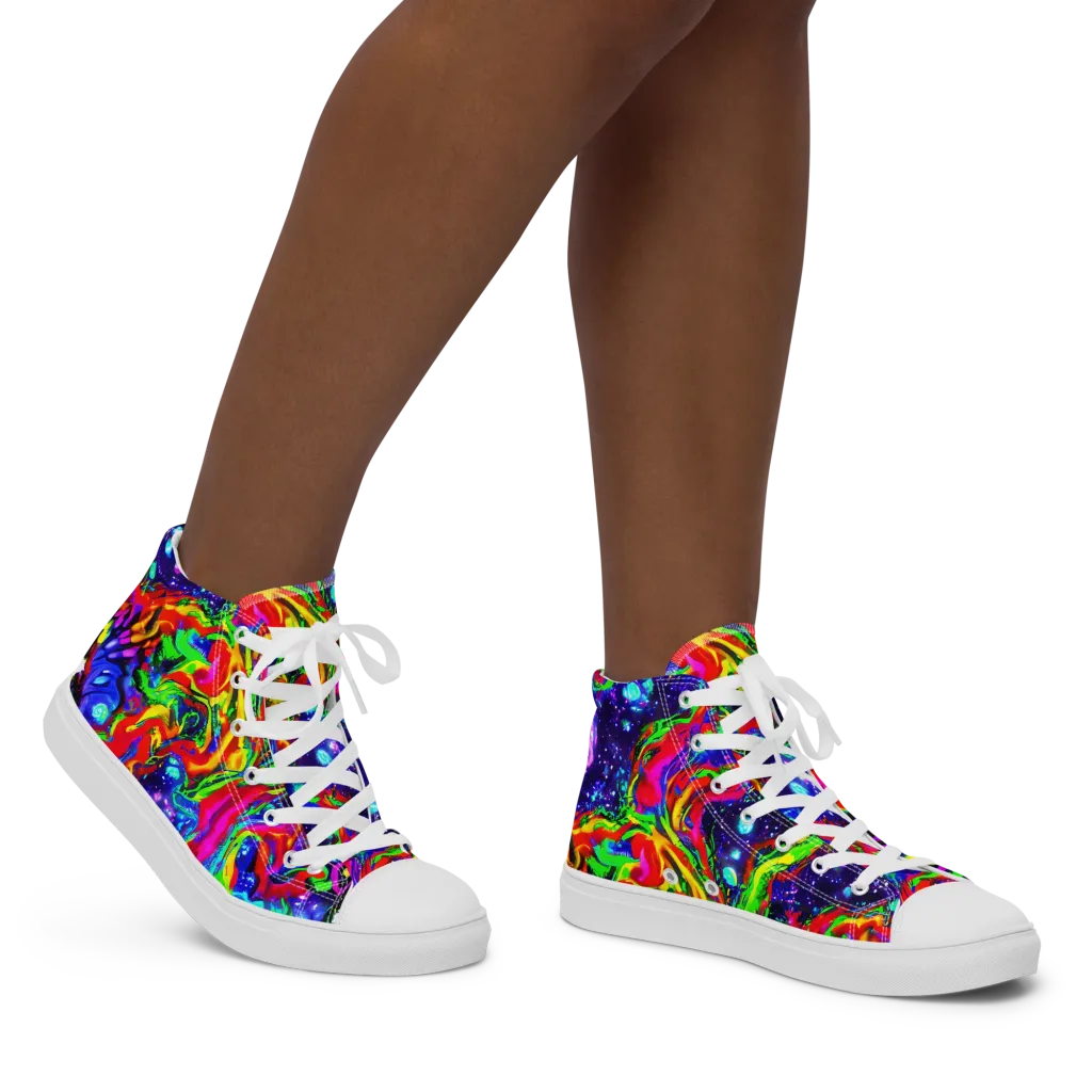 Ultraviolet Wildfire on Women's High Top Canvas Shoes — Right