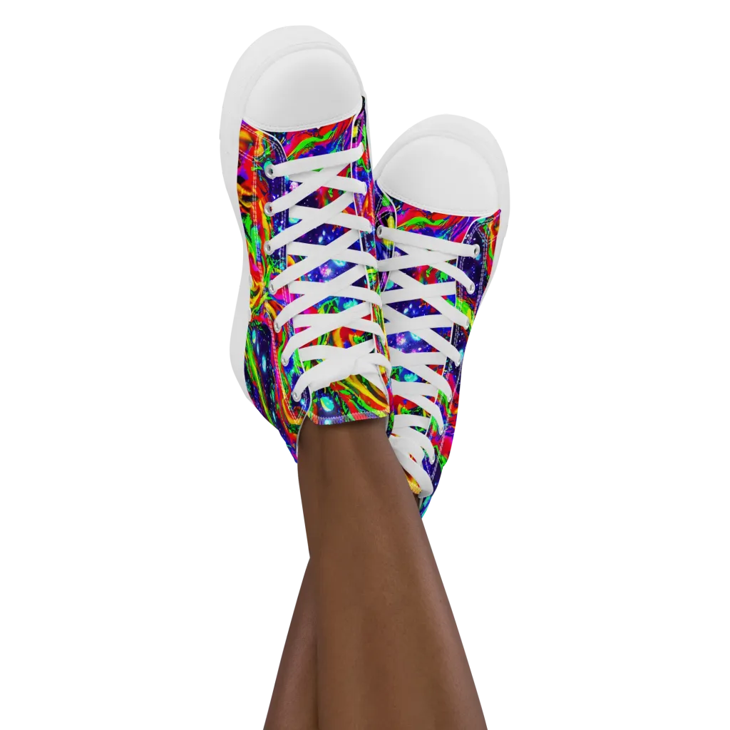 Ultraviolet Wildfire on Women's High Top Canvas Shoes — Front