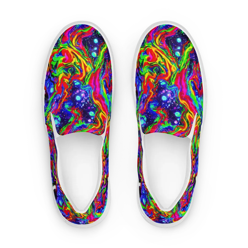 Ultraviolet Wildfire on Men's Slip-On Canvas Shoes — Front