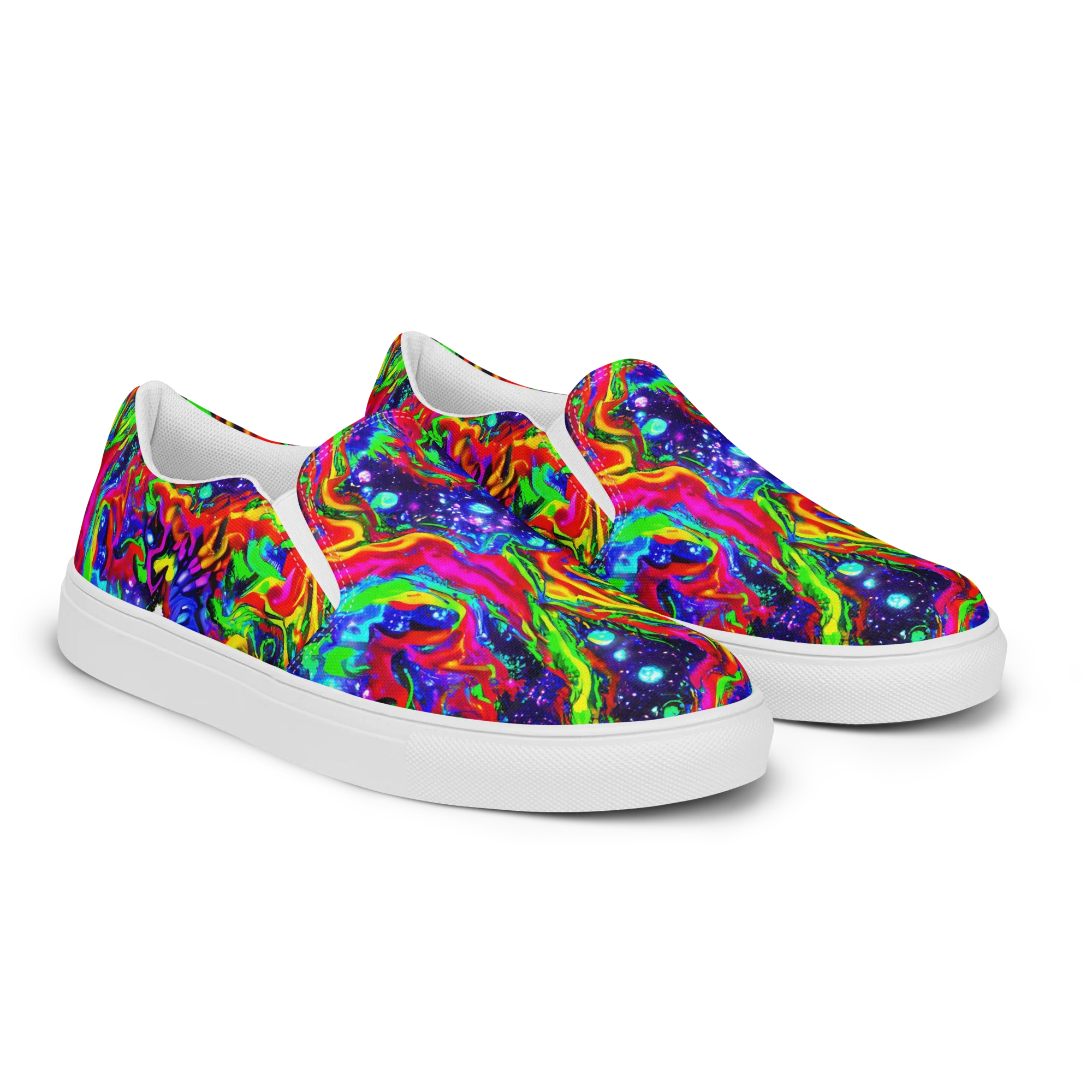 Ultraviolet Wildfire on Men's Slip-On Canvas Shoes — Right Front