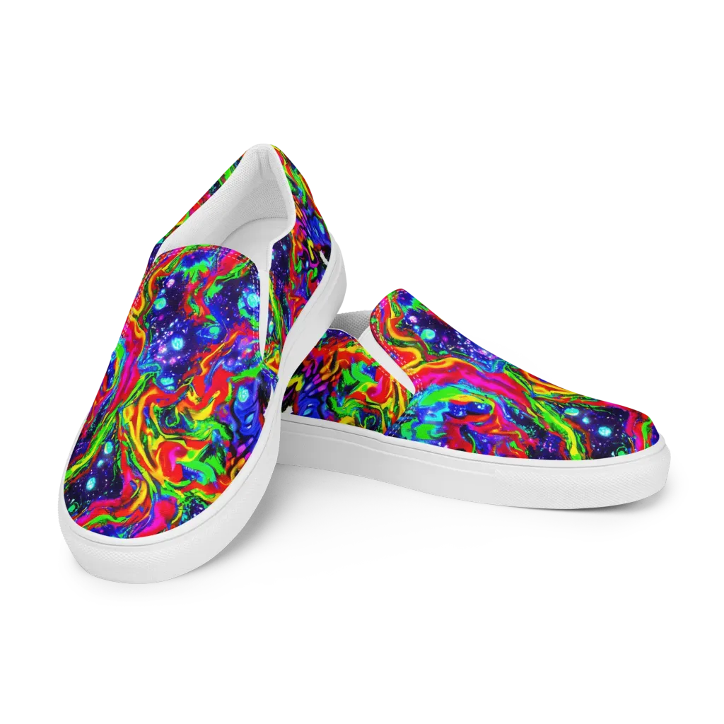 Ultraviolet Wildfire on Men's Slip-On Canvas Shoes — Left Front