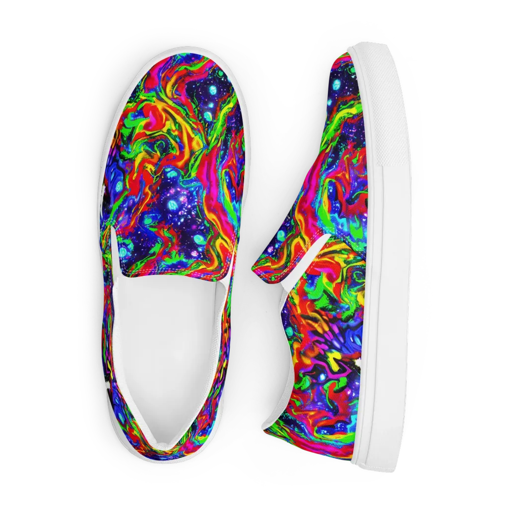 Ultraviolet Wildfire on Men's Slip-On Canvas Shoes — Front