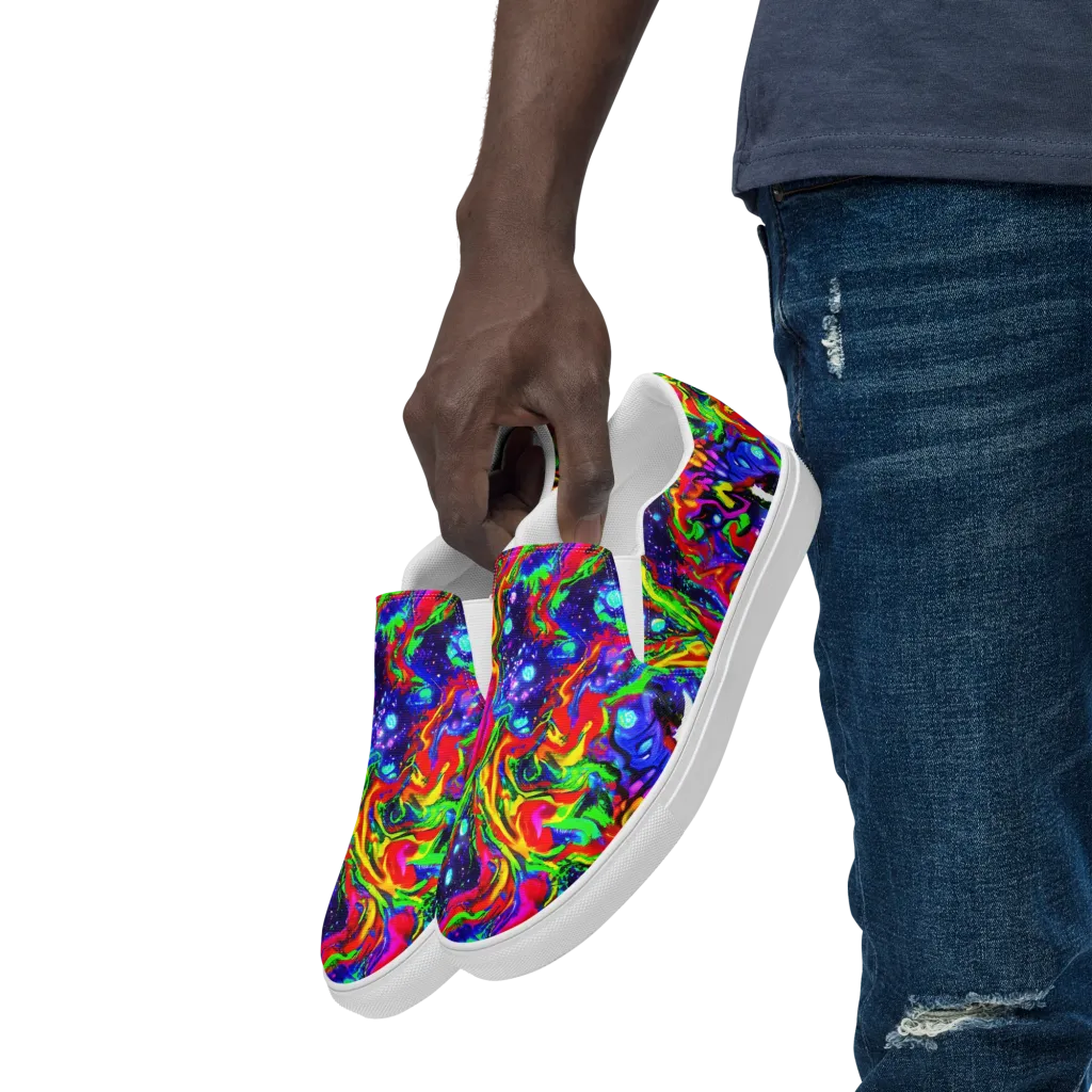 Ultraviolet Wildfire on Men's Slip-On Canvas Shoes — Left Front