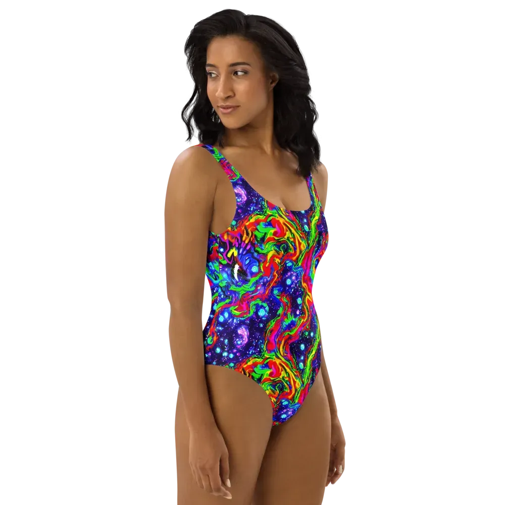 Ultraviolet Wildfire on One-Piece Swimsuit — Right