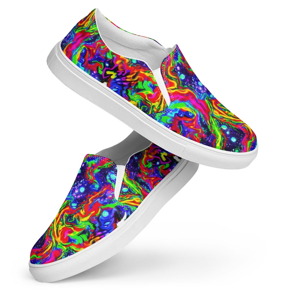 Ultraviolet Wildfire on Women's Slip-On Canvas Shoes — Front