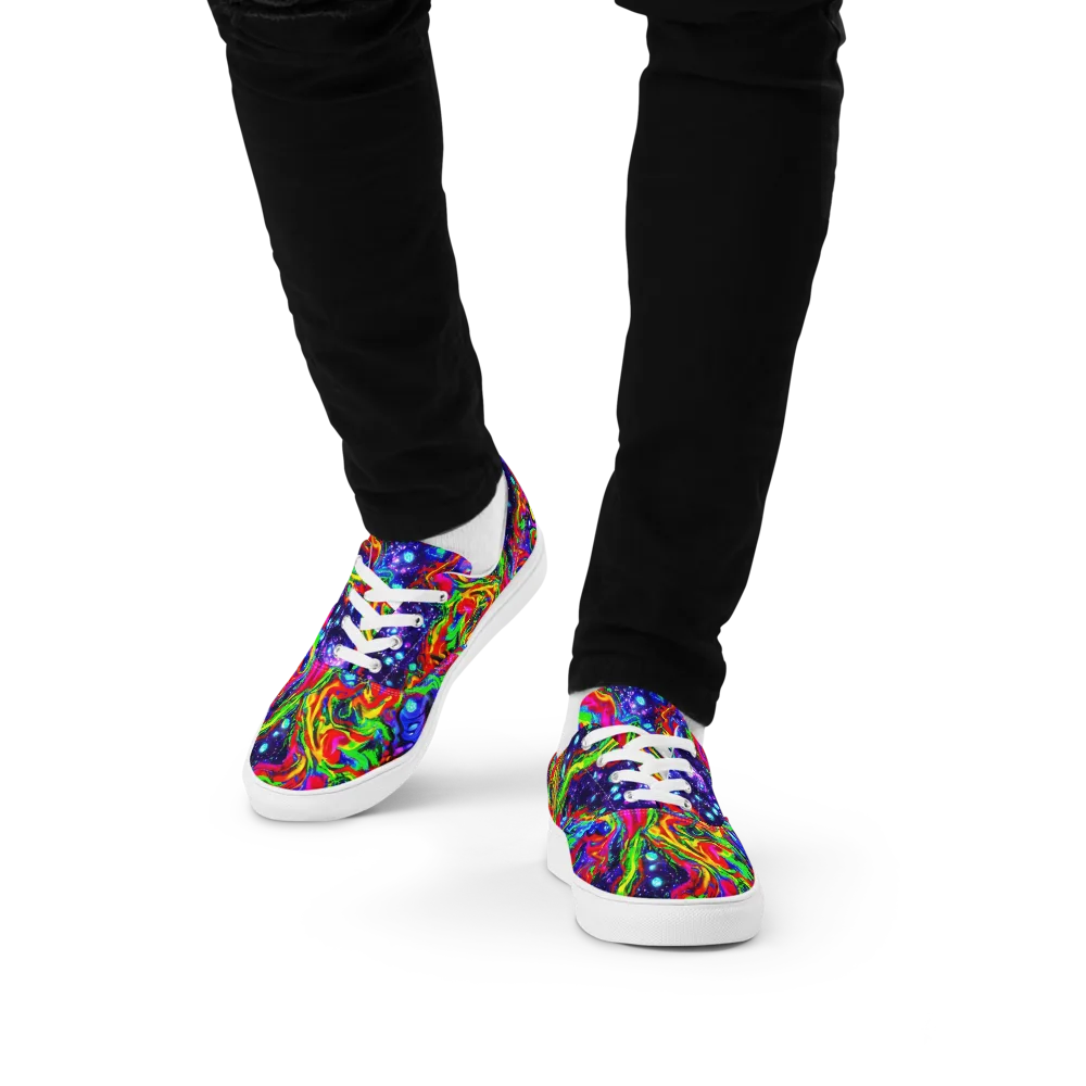 Ultraviolet Wildfire on Men's Lace-Up Canvas Shoes — Front