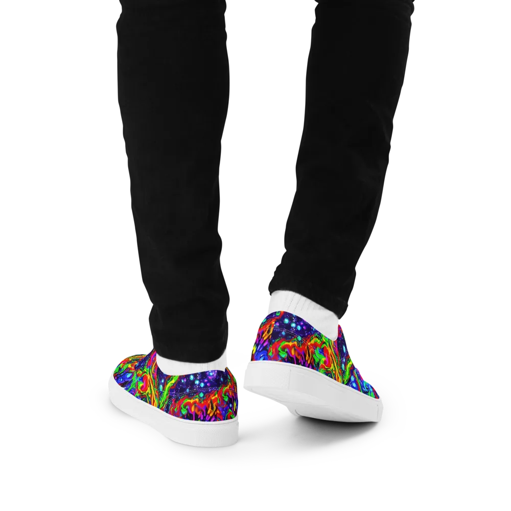 Ultraviolet Wildfire on Men's Lace-Up Canvas Shoes — Back