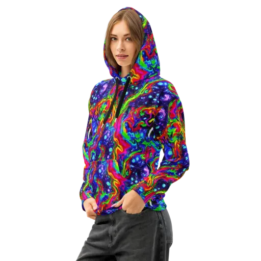 Ultraviolet Wildfire on a Cotton Hoodie
