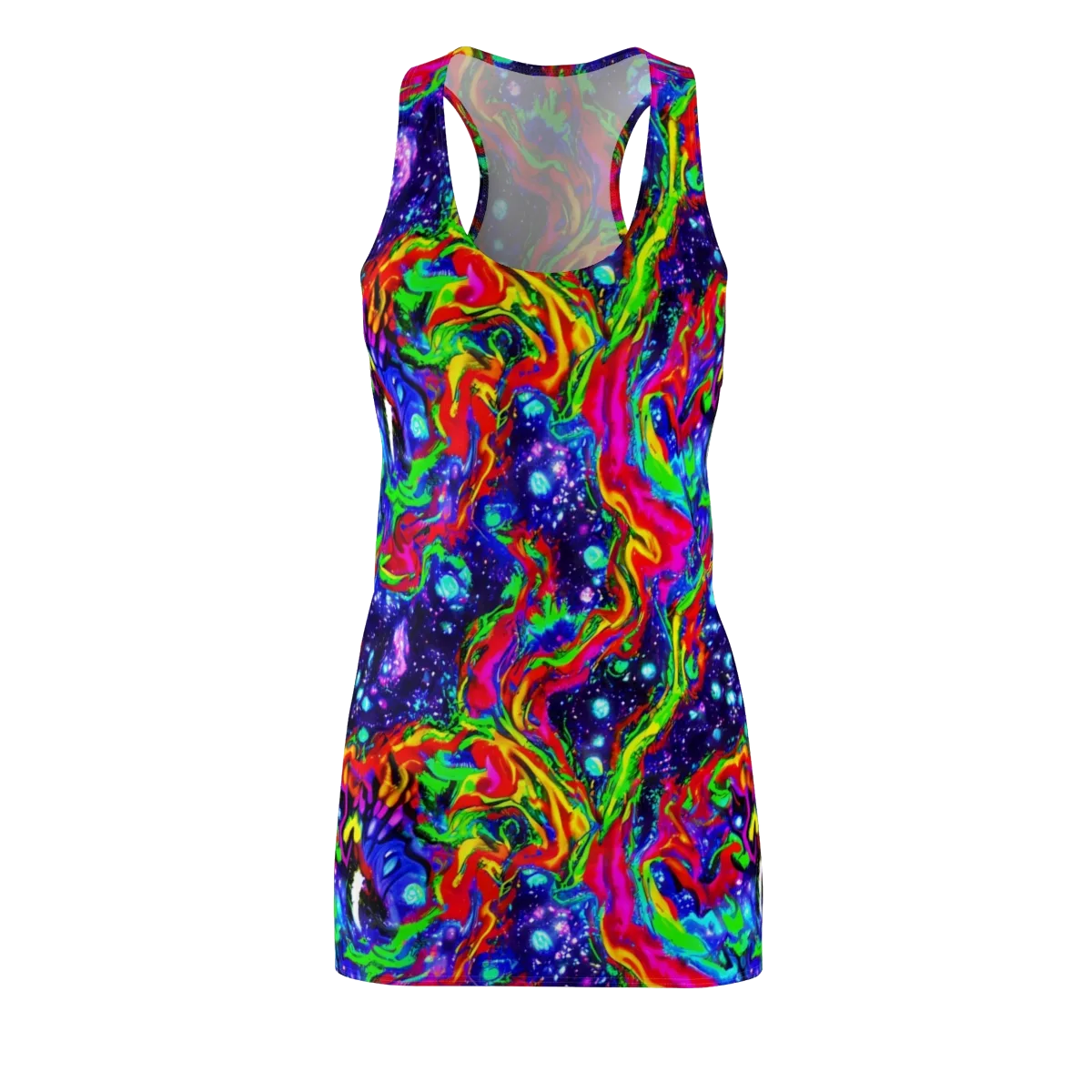 Ultraviolet Wildfire on Racerback Dress — Front