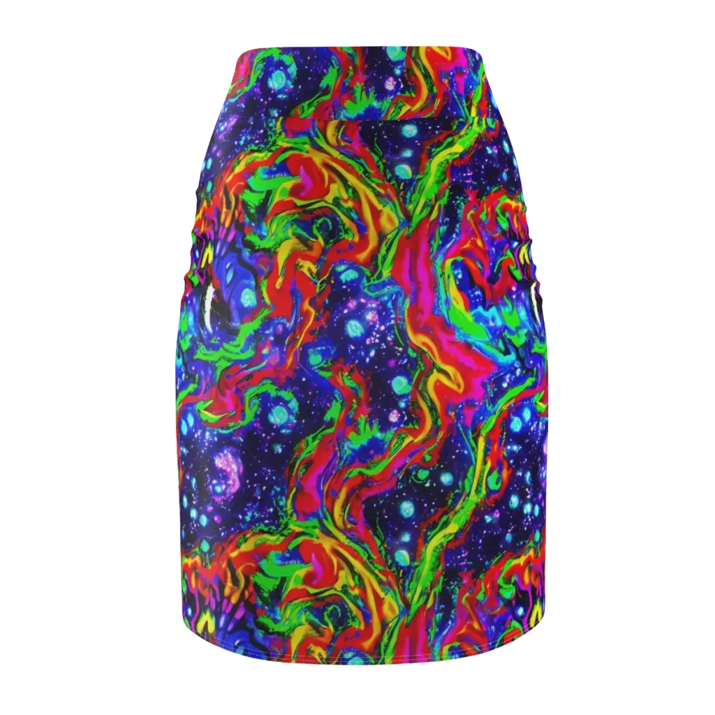 Ultraviolet Wildfire on Pencil Skirt — Back