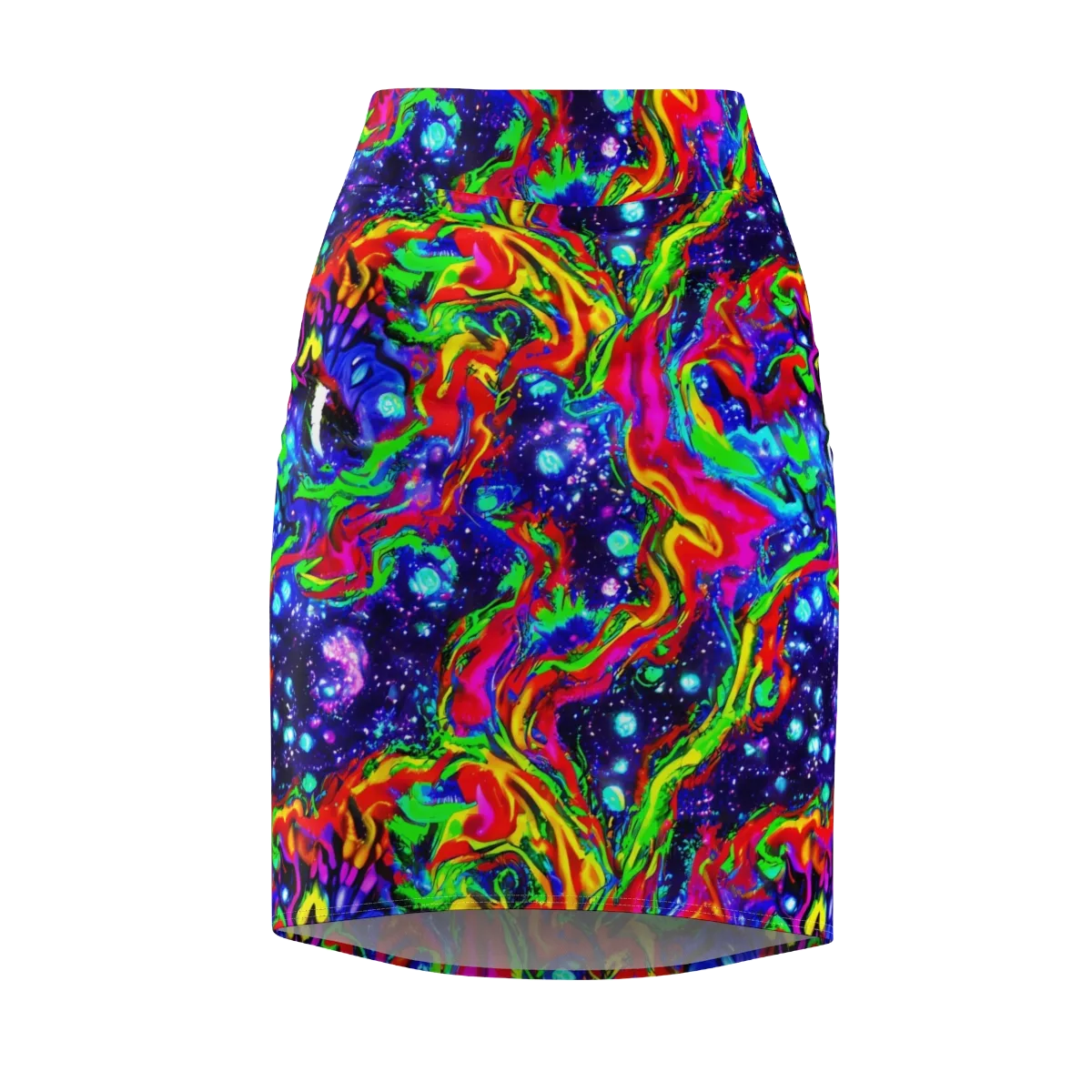 Ultraviolet Wildfire on Pencil Skirt — Front