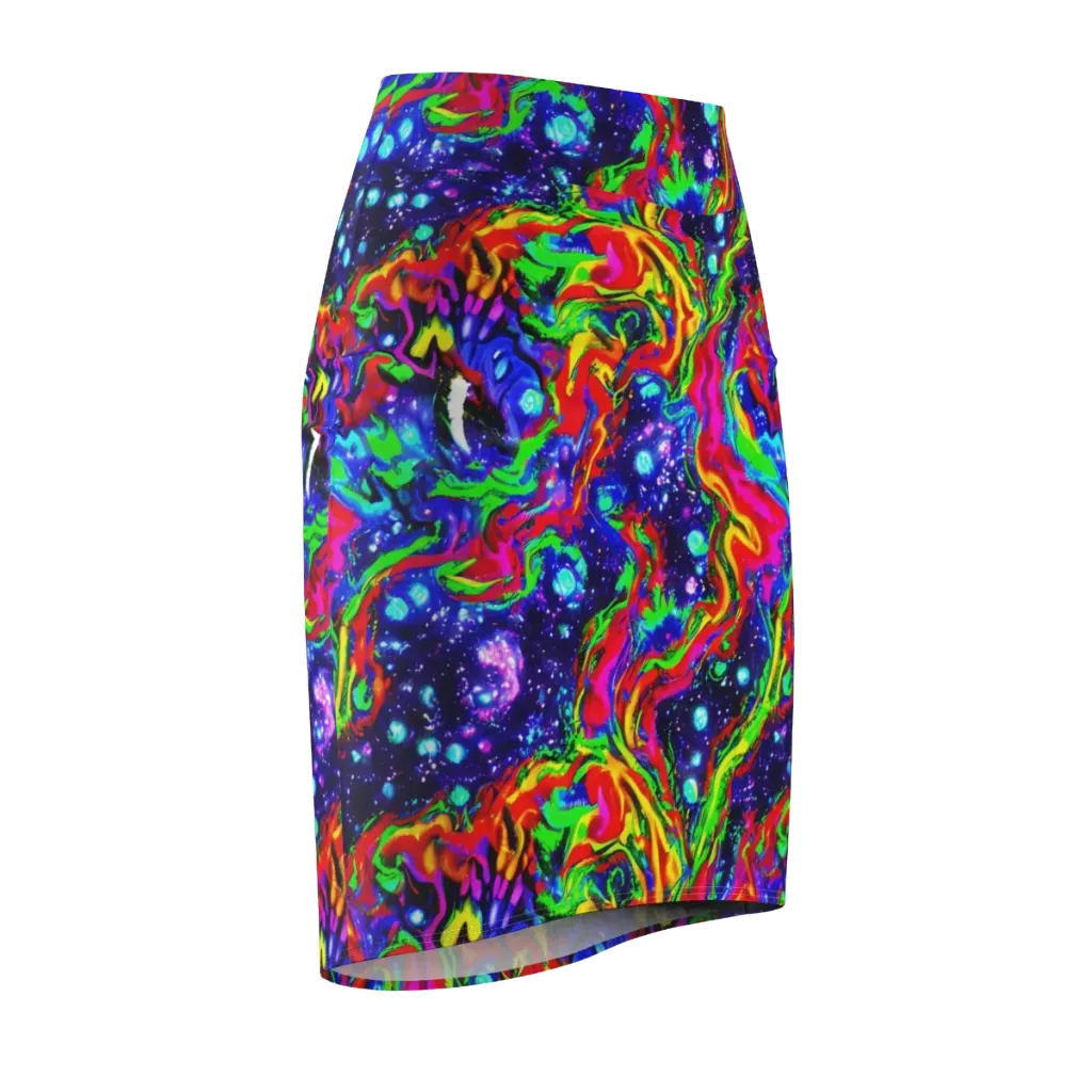 Ultraviolet Wildfire on Pencil Skirt — Front Side