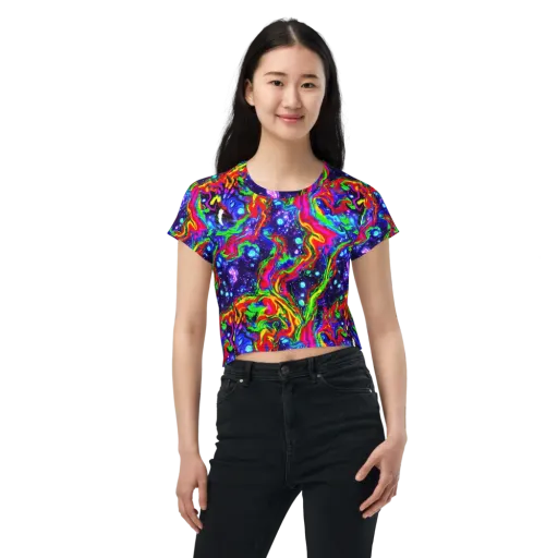 Ultraviolet Wildfire on a Crop Tee