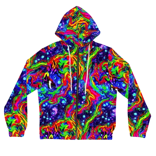 Ultraviolet Wildfire on a Women's Full-Zip Hoodie
