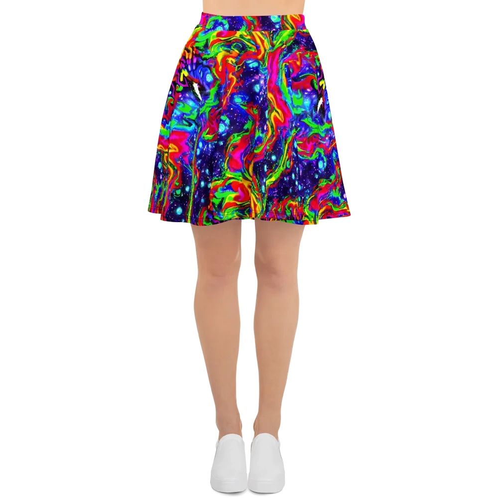 Ultraviolet Wildfire on Skater Skirt — Front