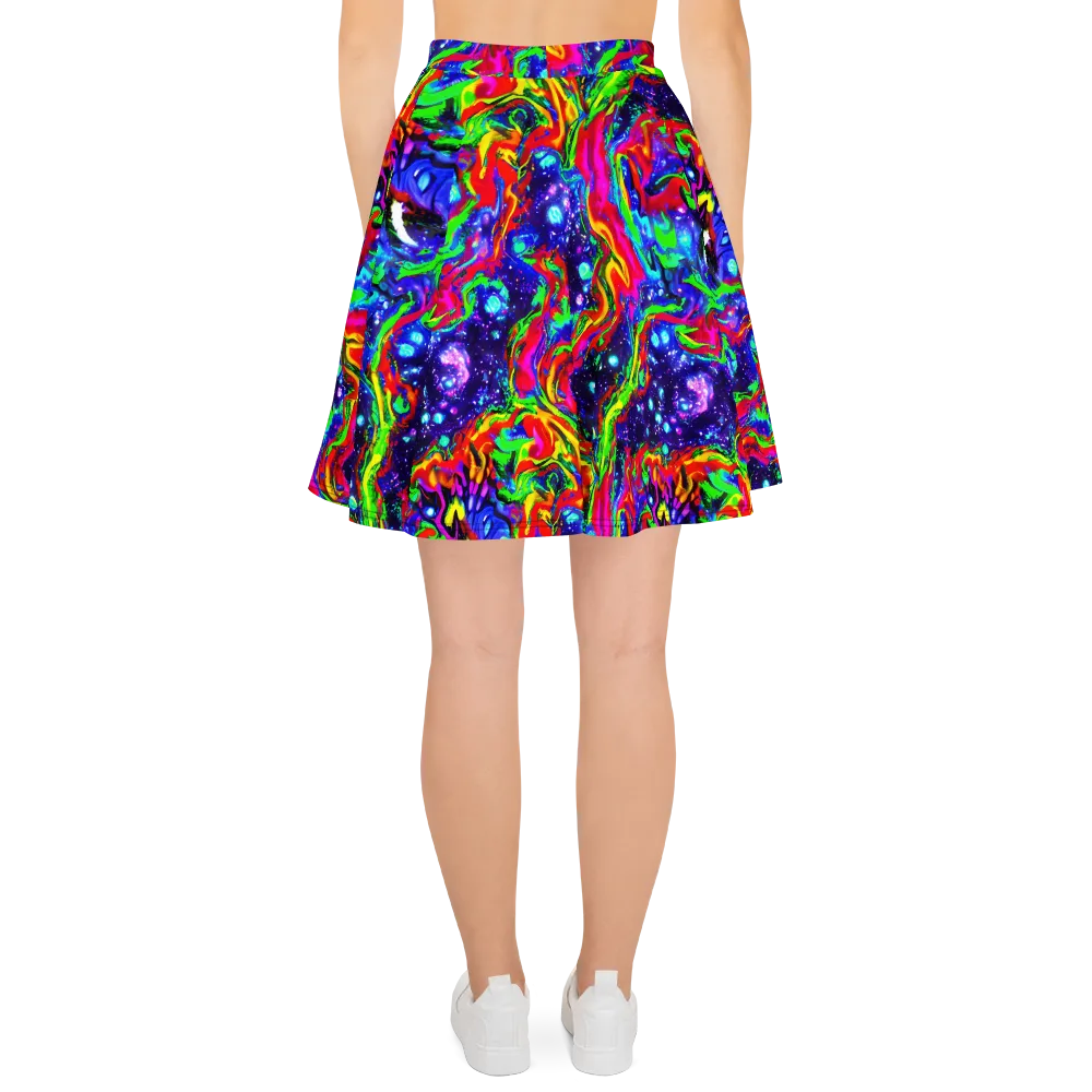 Ultraviolet Wildfire on Skater Skirt — Back