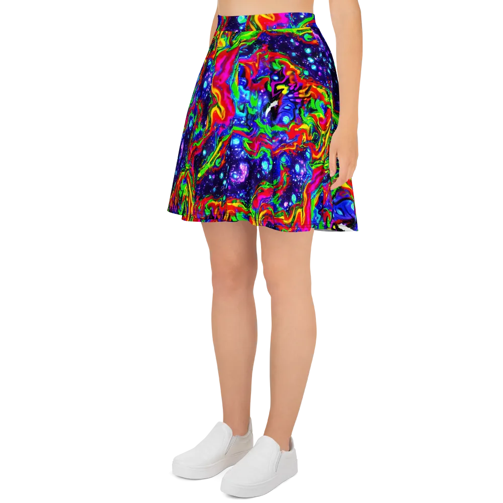 Ultraviolet Wildfire on Skater Skirt — Left