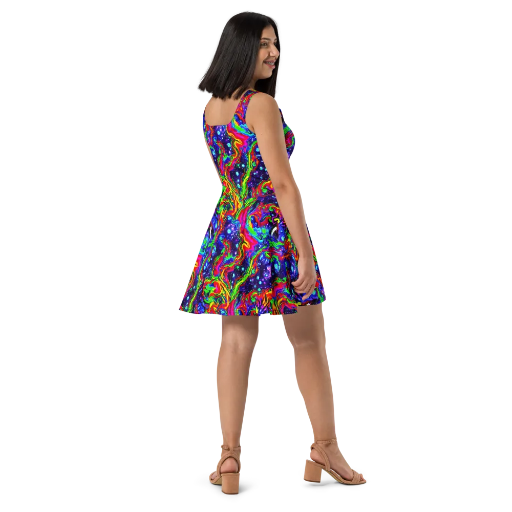 Ultraviolet Wildfire on Skater Dress — Right