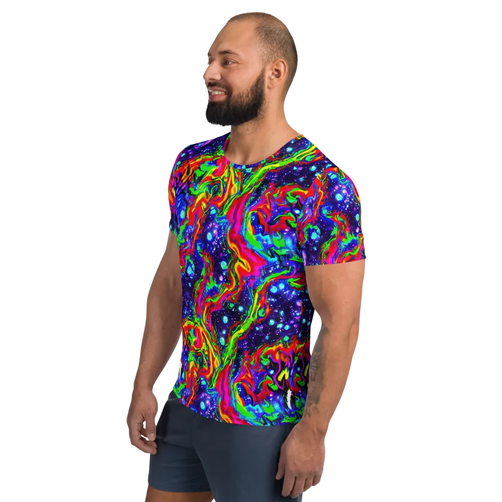 Ultraviolet Wildfire on Men's Athletic T-Shirt — Left