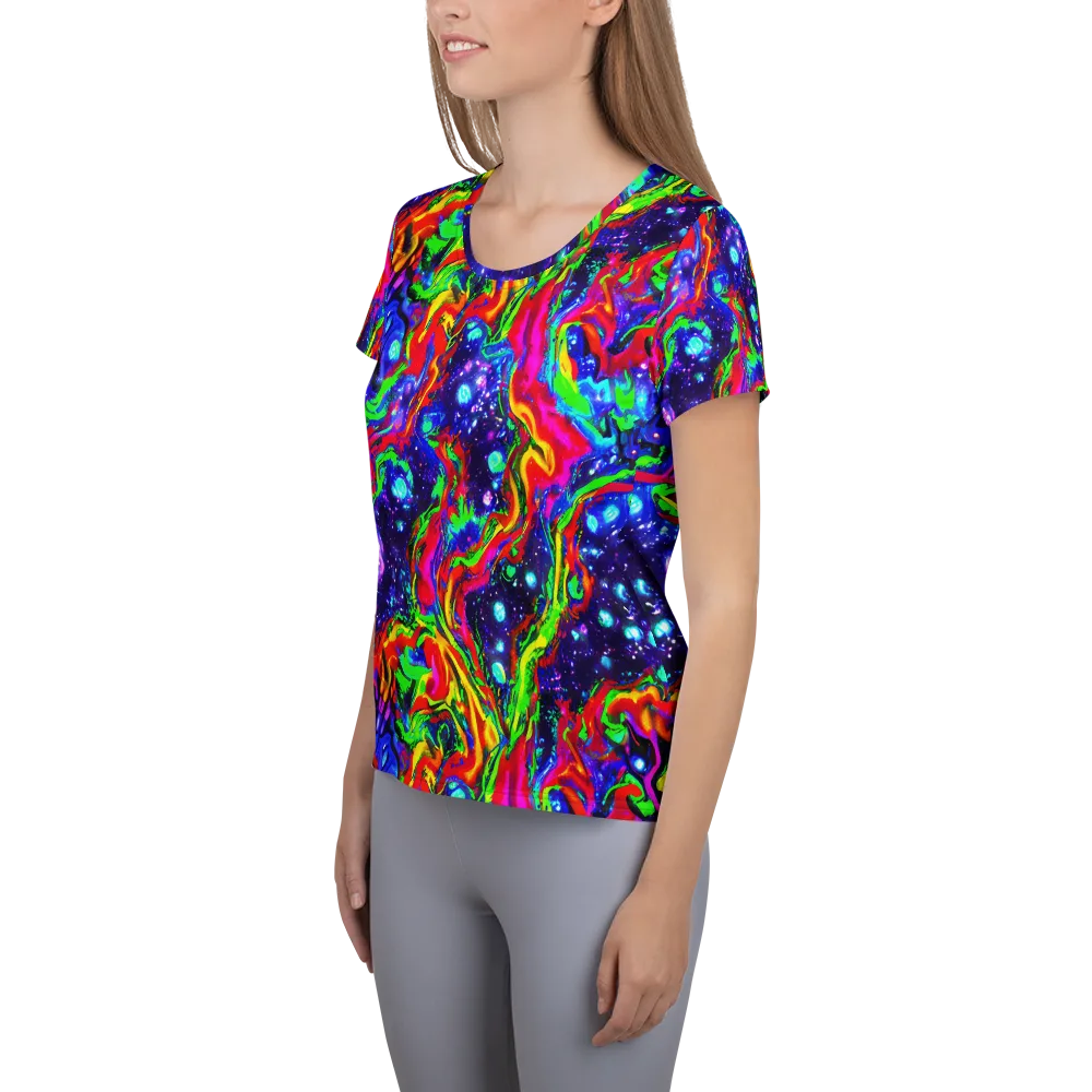 Ultraviolet Wildfire on Women's Athletic T-Shirt — Left