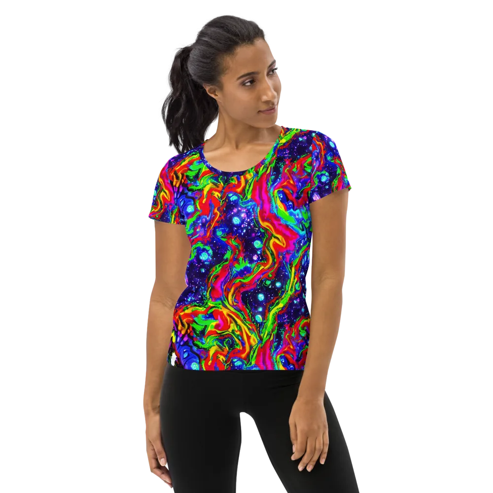Ultraviolet Wildfire on Women's Athletic T-Shirt — Front