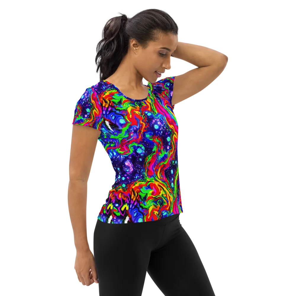 Ultraviolet Wildfire on Women's Athletic T-Shirt — Right