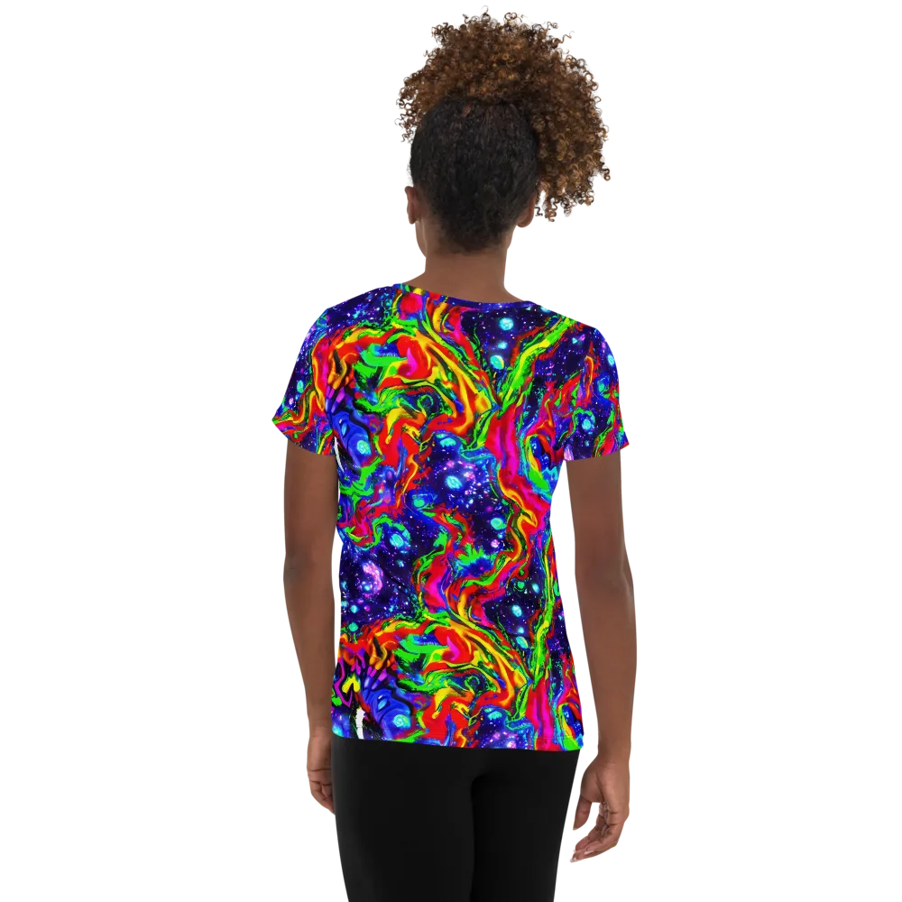 Ultraviolet Wildfire on Women's Athletic T-Shirt — Back