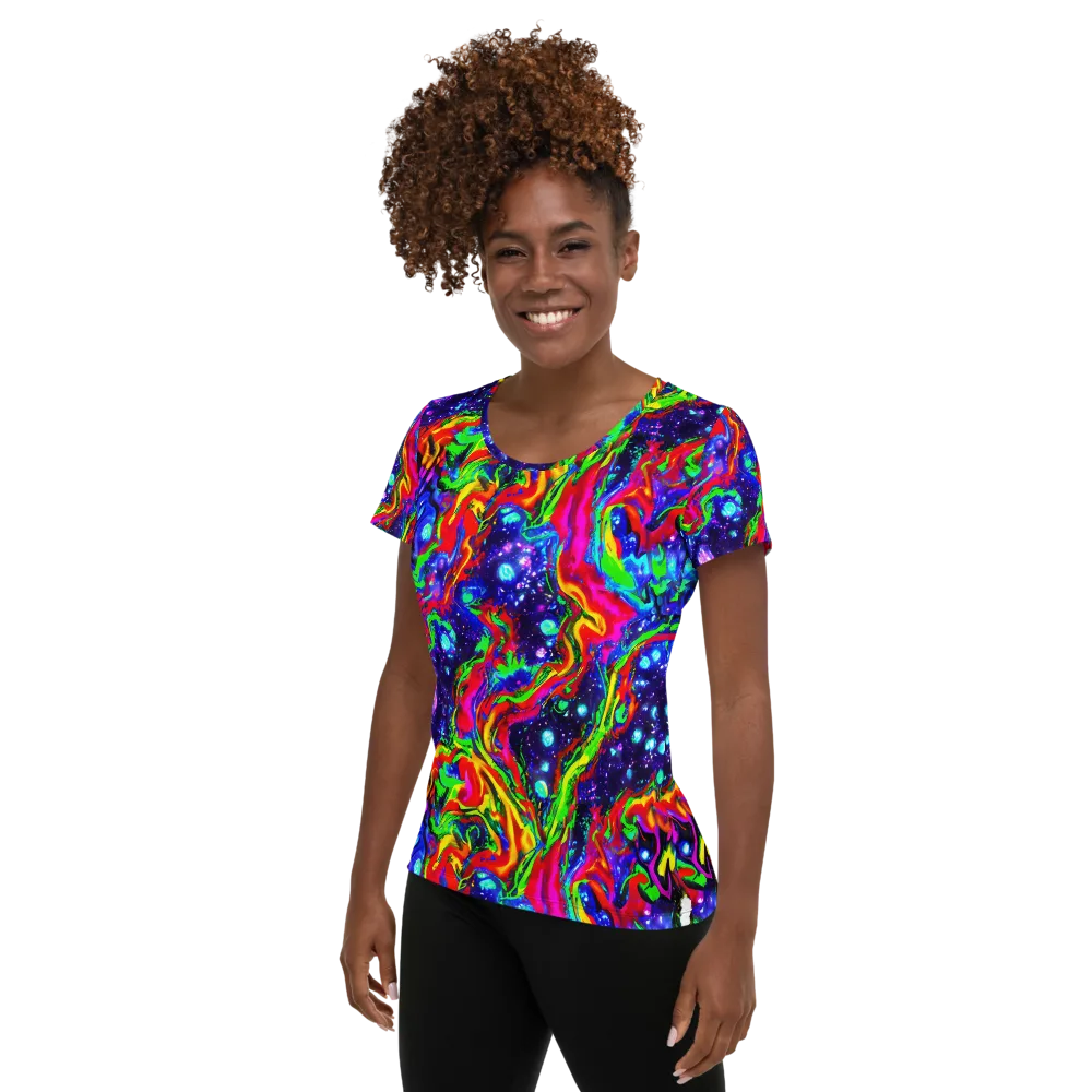 Ultraviolet Wildfire on Women's Athletic T-Shirt — Left