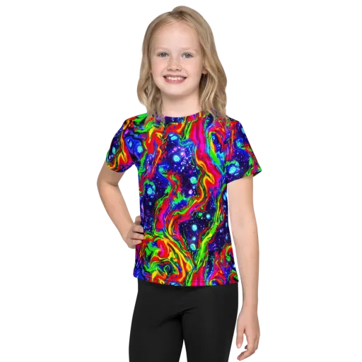 Ultraviolet Wildfire on a Kids Crew Neck T-Shirt