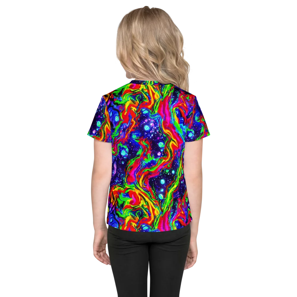 Ultraviolet Wildfire on Kids Crew Neck T-Shirt — Back