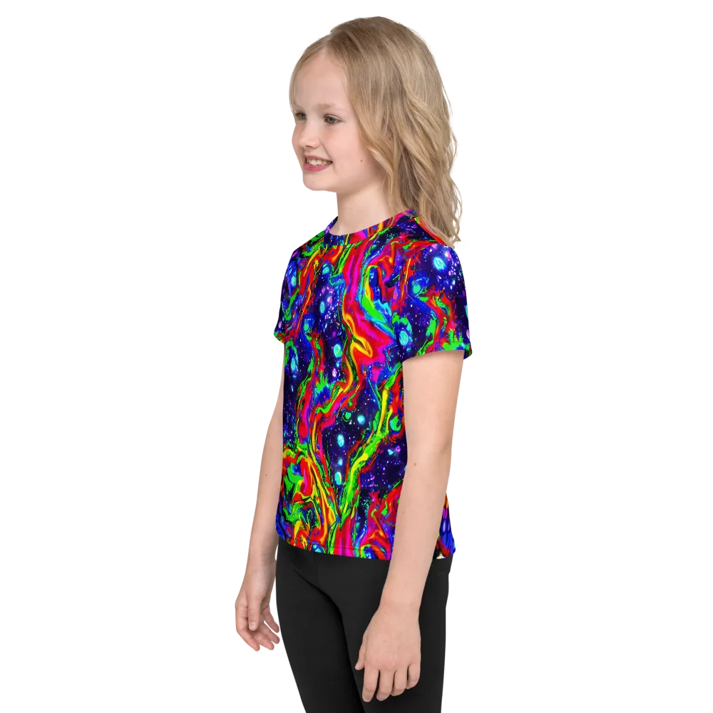 Ultraviolet Wildfire on Kids Crew Neck T-Shirt — Left