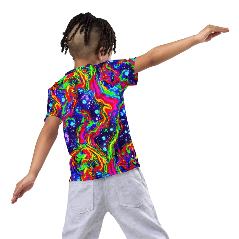 Ultraviolet Wildfire on Kids Crew Neck T-Shirt — Back
