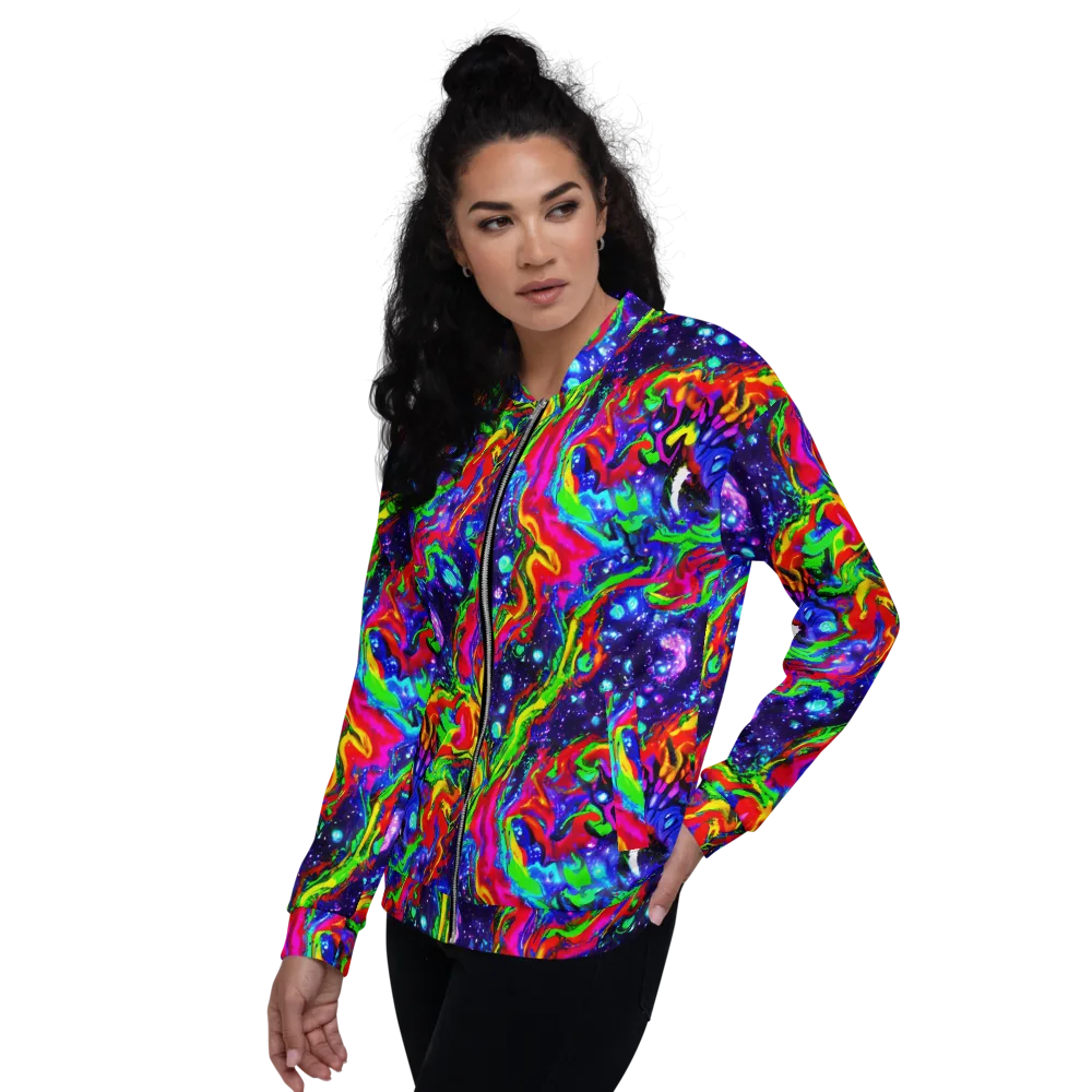 Ultraviolet Wildfire on Bomber Jacket — Left
