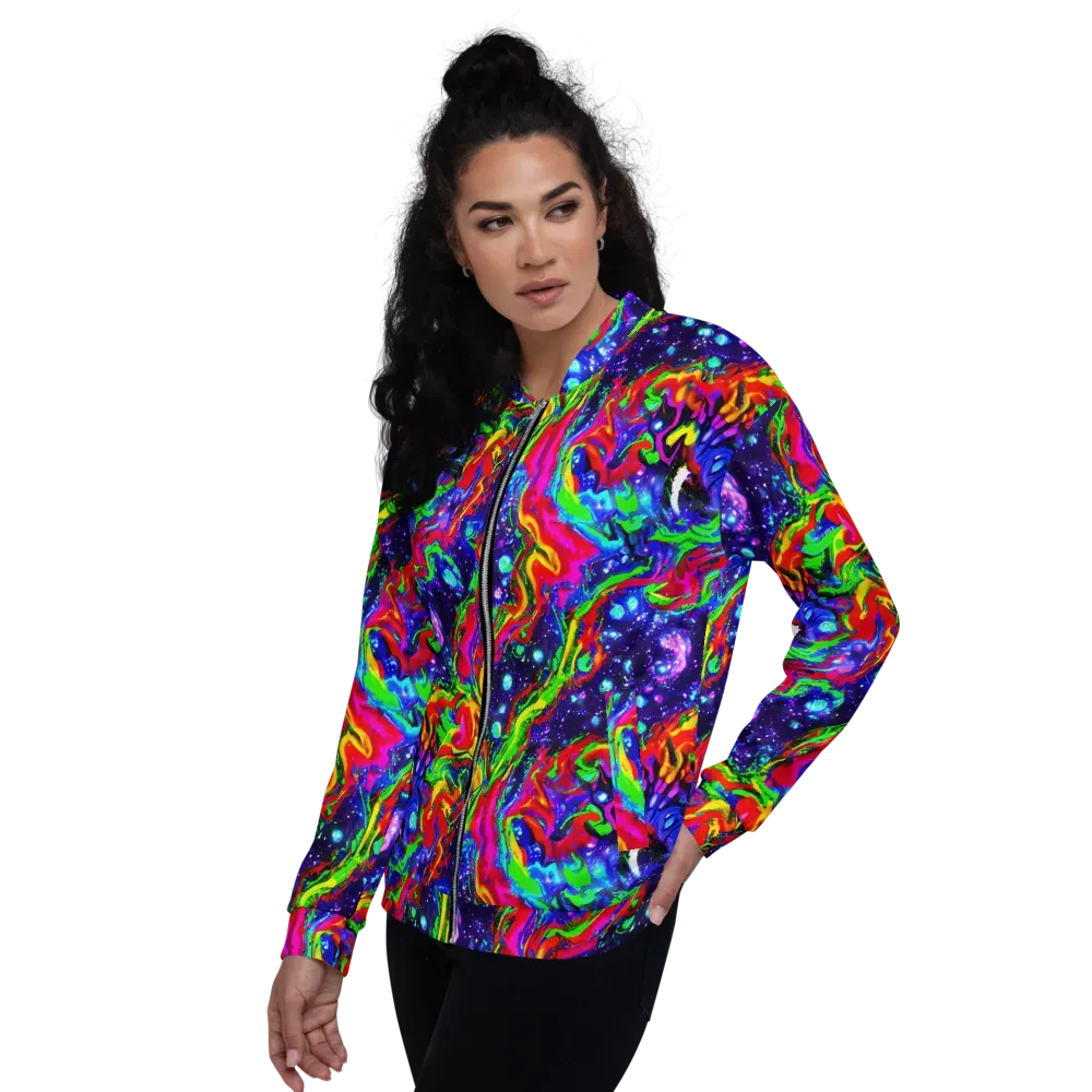Ultraviolet Wildfire on Bomber Jacket — Left
