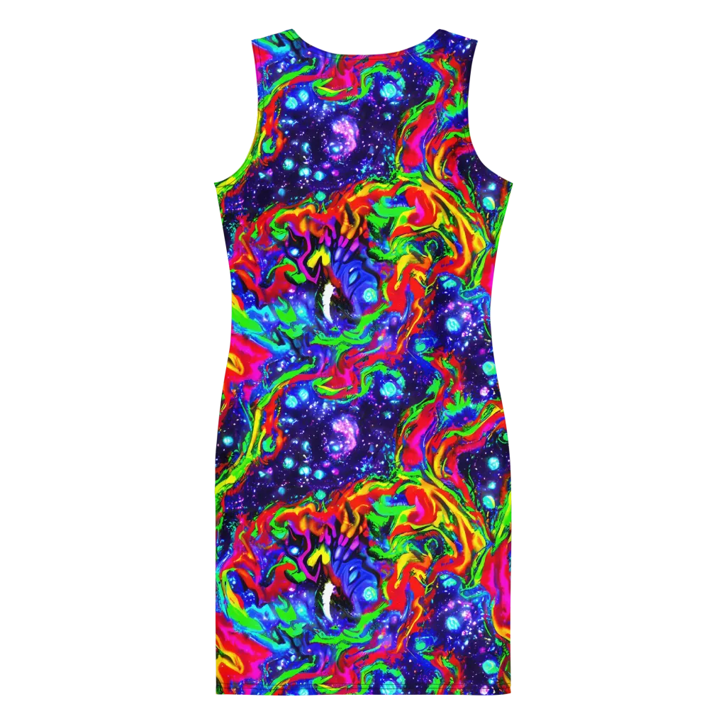 Ultraviolet Wildfire on Bodycon Dress — Back