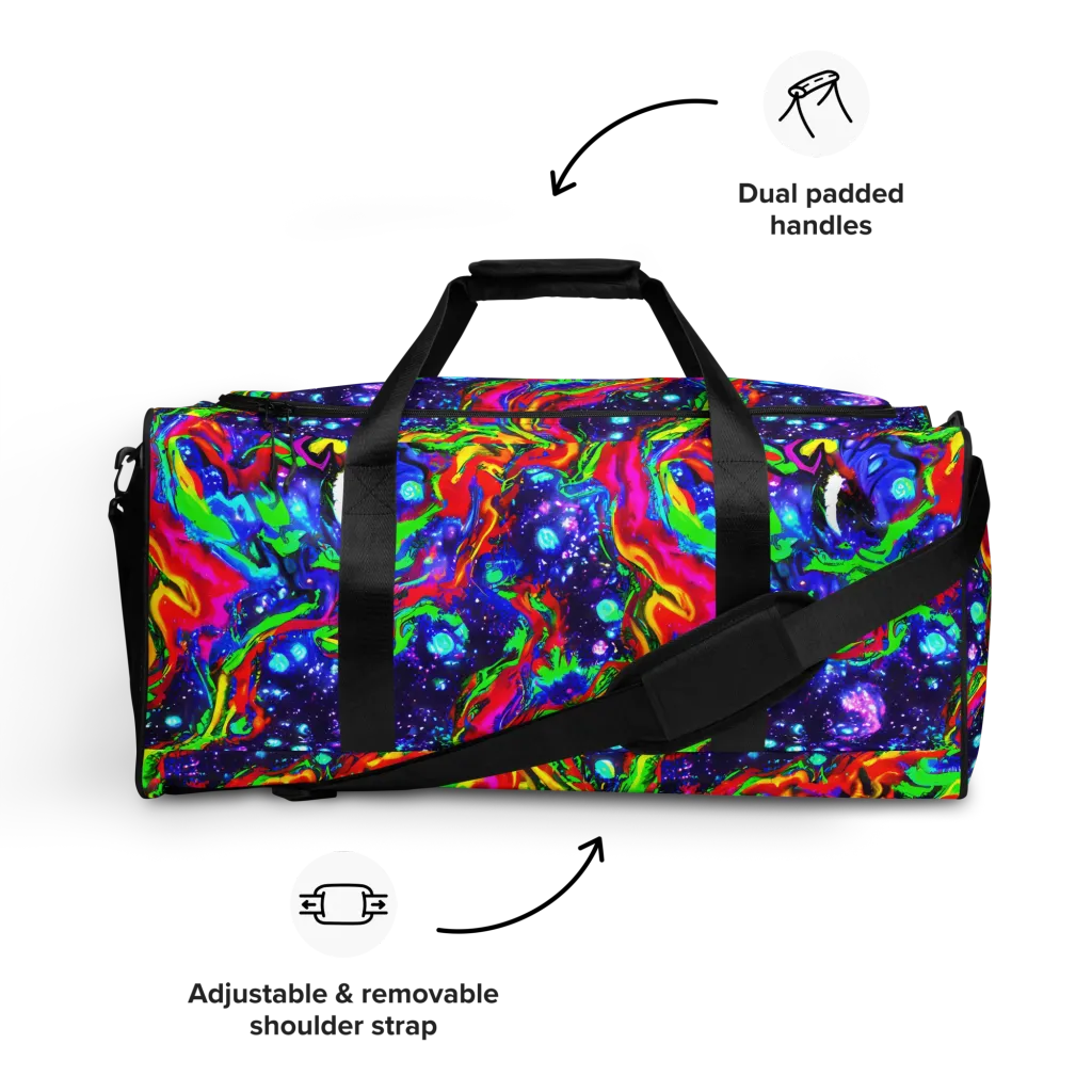 Ultraviolet Wildfire on Duffle Bag — Front