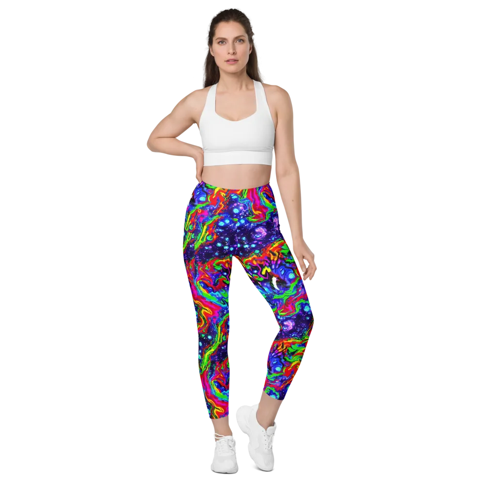 Ultraviolet Wildfire on Leggings with Pockets — Front