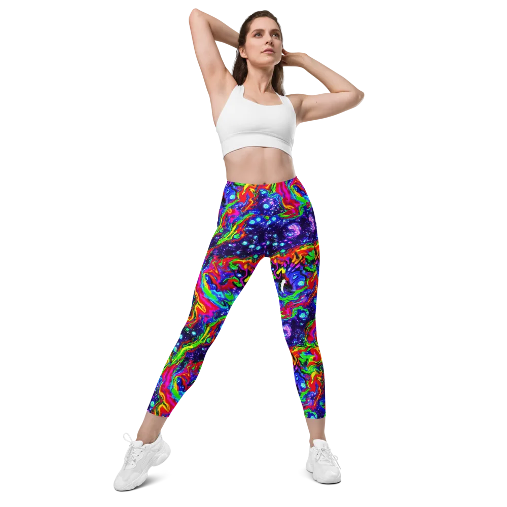 Ultraviolet Wildfire on Leggings with Pockets — Front