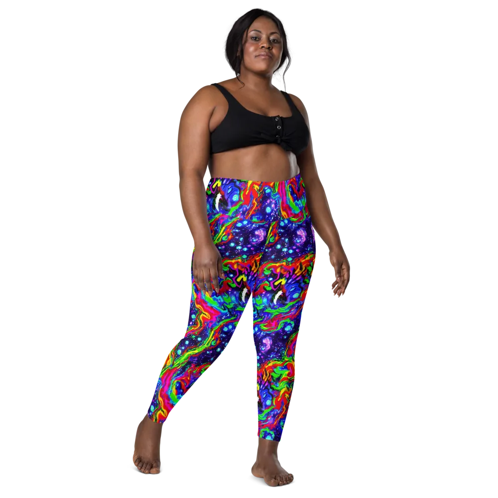 Ultraviolet Wildfire on Leggings with Pockets — Front