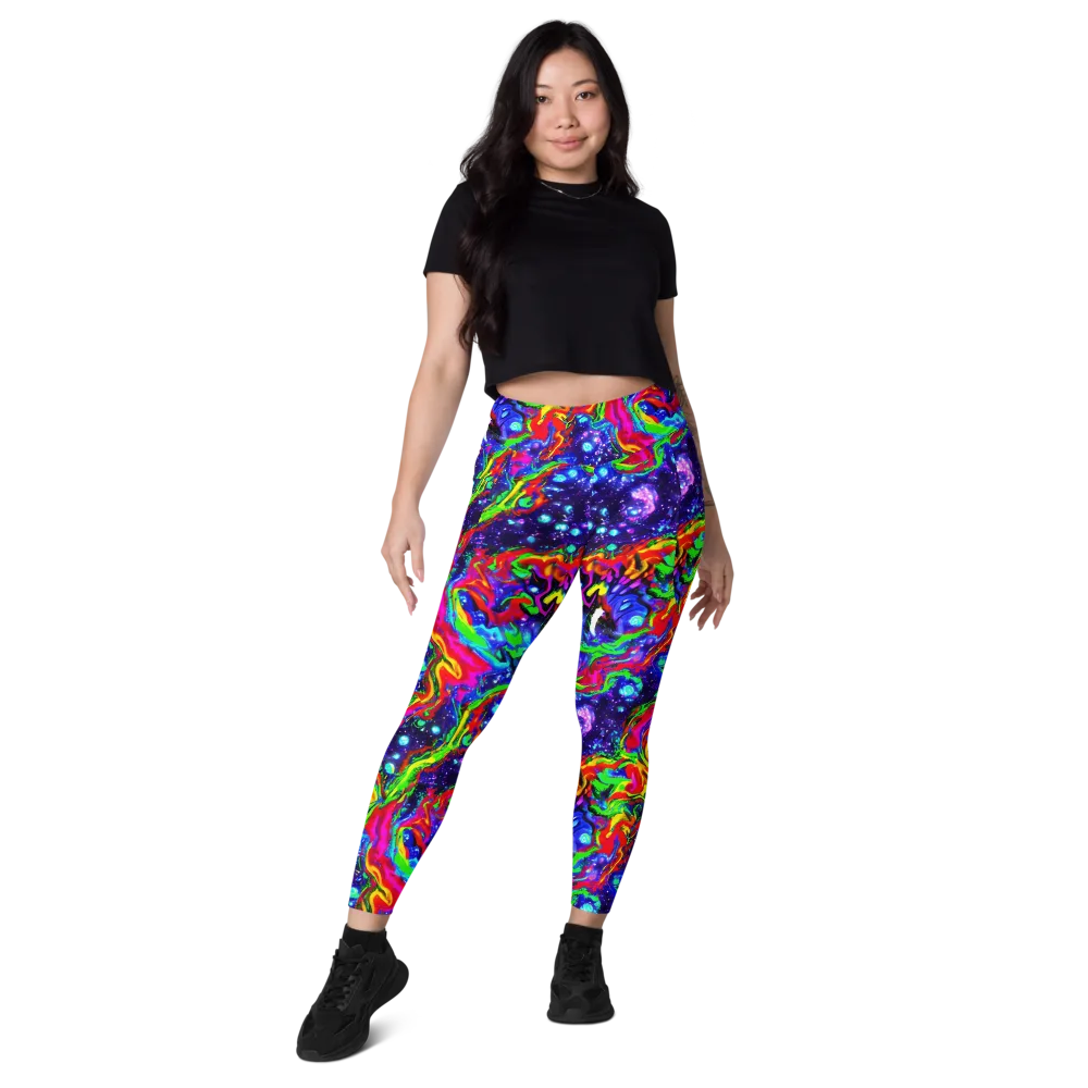 Ultraviolet Wildfire on Leggings with Pockets — Front