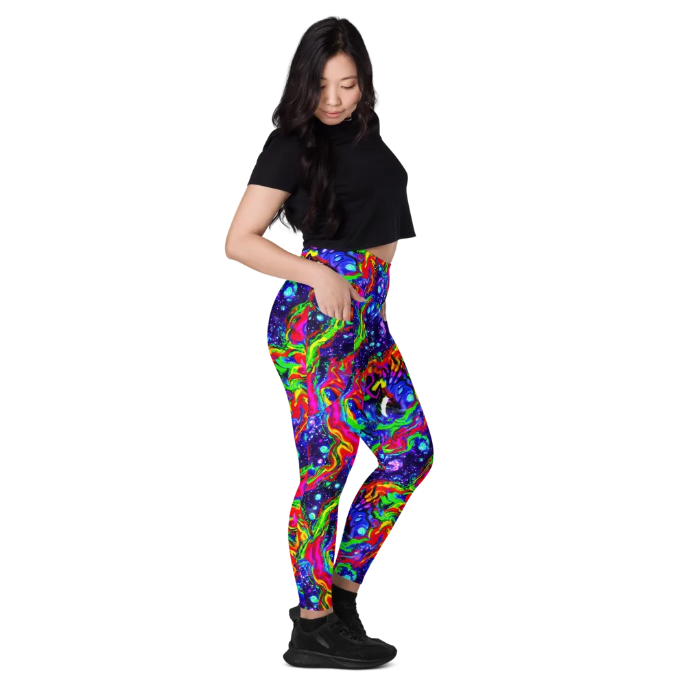 Ultraviolet Wildfire on Leggings with Pockets — Right